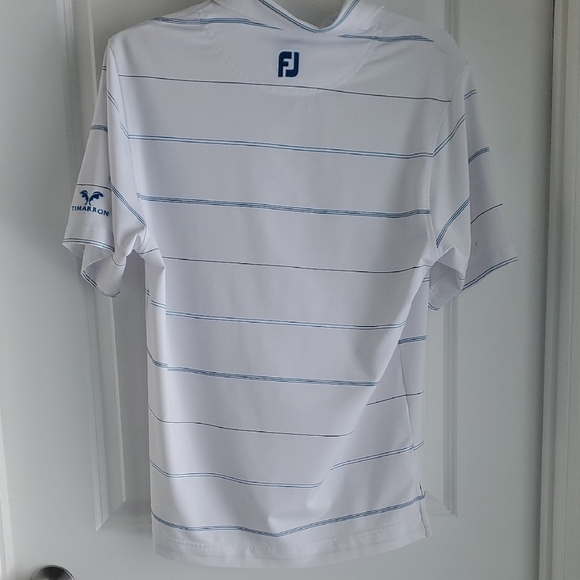 FootJoy Classic White and Blue Polo Shirt - Picture 3 of 4